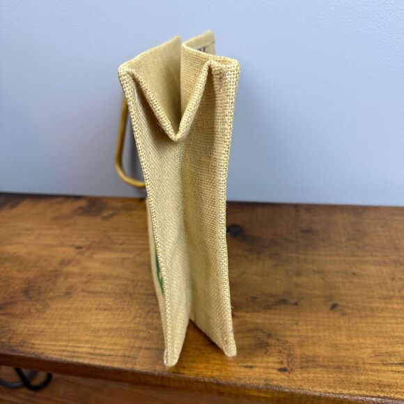 Mural Painted Canvas Tan Green Art Design Tote Purse with Wooden Handles - Picture 6 of 7